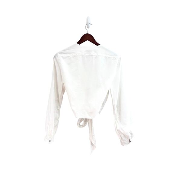Rag & Bone Linen White Wrap Long Sleeve Top - Picture 4 of 8